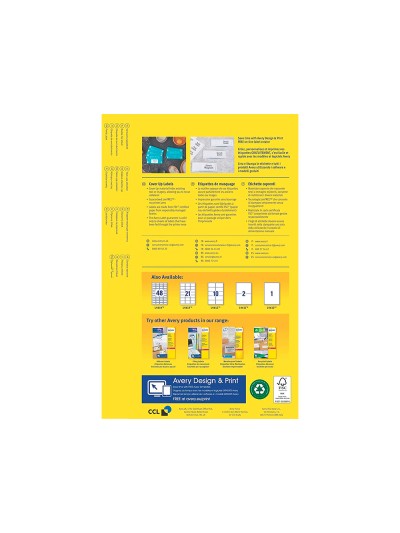 Etiqueta adhesiva cubriente avery permanente para impresora laser blanca 99,1x57 mm caja de 250 unidades
