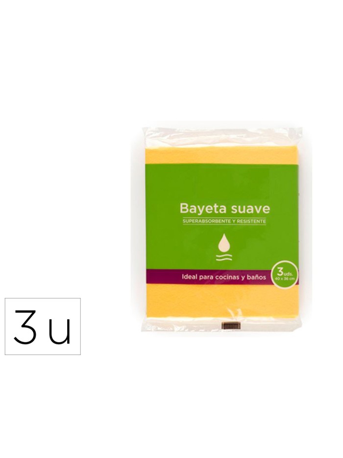 Bayeta microfibra suave amarilla para cocinas y baños 40x36 cm pack de 3 unidades Bayeta microfibra suave amarilla para cocinas y baños 40x36 cm pack de 3 unidades