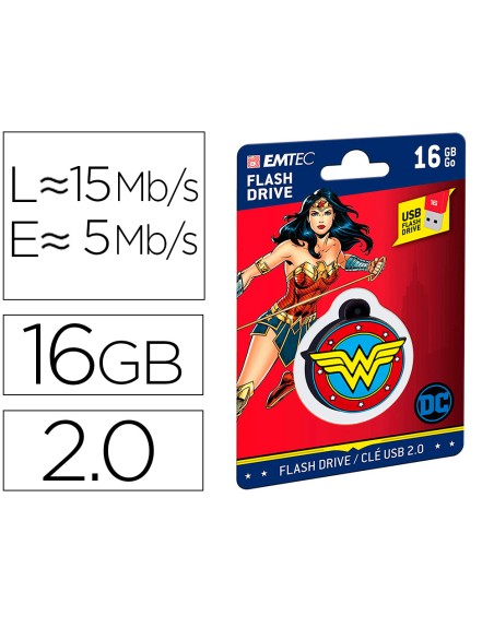 Memoria usb emtec flash 16 gb usb 2.0 collector wonder woman