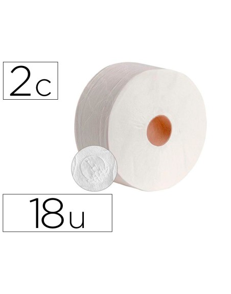 Papel higienico dahi jumbo 2 capas celulosa blanca 140 mt mandril 45 mm pack de 18 rollos