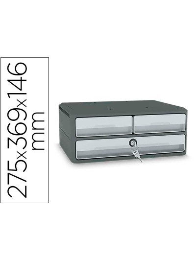 Fichero cajones de sobremesa cep moov up reciclado 80% con cerradura reciclado 80% 3 cajones color gris