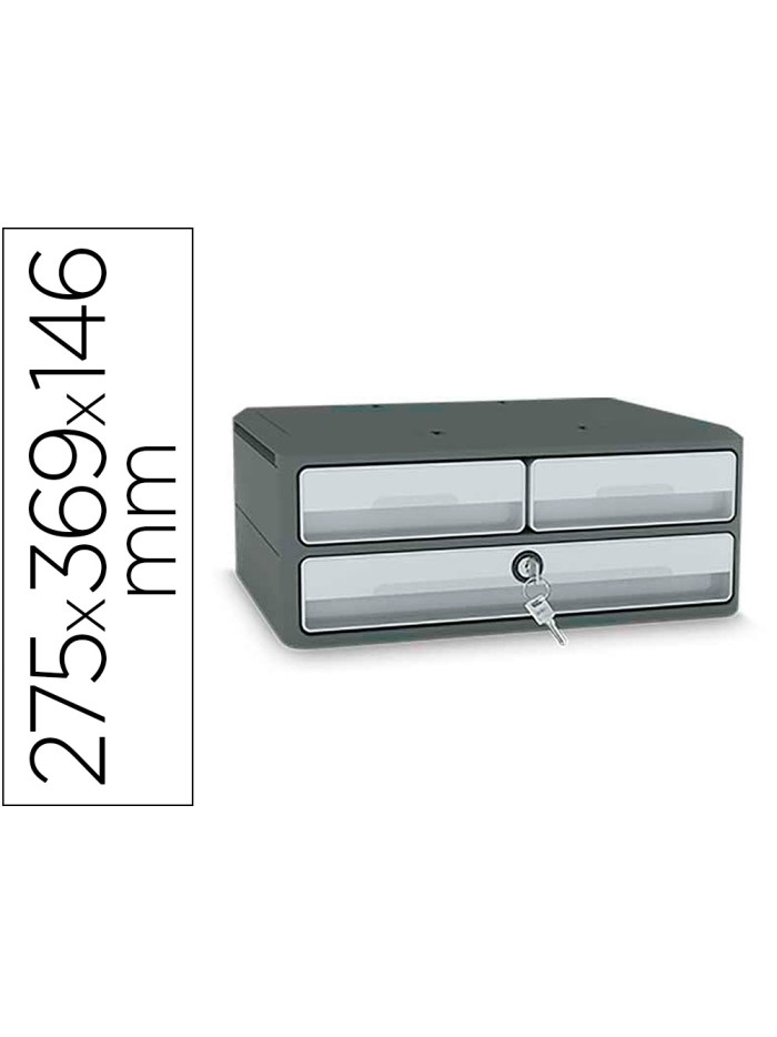 Fichero cajones de sobremesa cep moov up reciclado 80% con cerradura reciclado 80% 3 cajones color gris Fichero cajones de sobremesa cep moov up reciclado 80% con cerradura reciclado 80% 3 cajones color gris