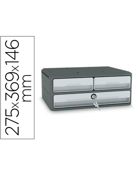 Fichero cajones de sobremesa cep moov up reciclado 80% con cerradura reciclado 80% 3 cajones color gris