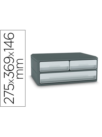 Fichero cajones de sobremesa cep moov up reciclado 80% 3 cajones color gris 275x369x146 mm