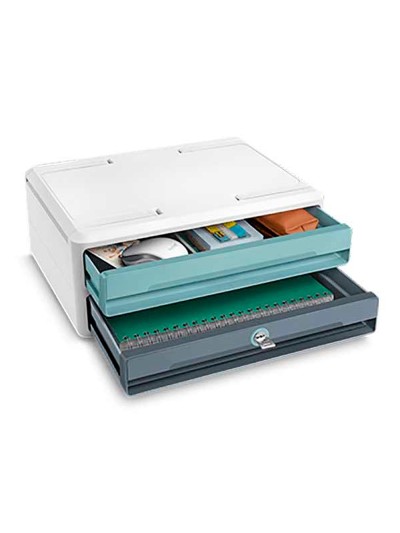 Fichero cajones de sobremesa cep moov up reciclado 80% con cerradura 2 cajones color azul/gris 275x369x146 mm