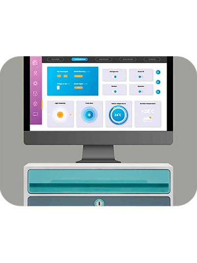 Fichero cajones de sobremesa cep moov up reciclado 80% con cerradura 2 cajones color azul/gris 275x369x146 mm