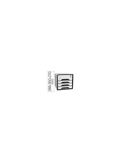 Fichero cajones de sobremesa cep smoove secure con cerradura 4 cajones color blanco/negro 288x360x270 mm