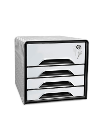 Fichero cajones de sobremesa cep smoove secure con cerradura 4 cajones color blanco/negro 288x360x270 mm