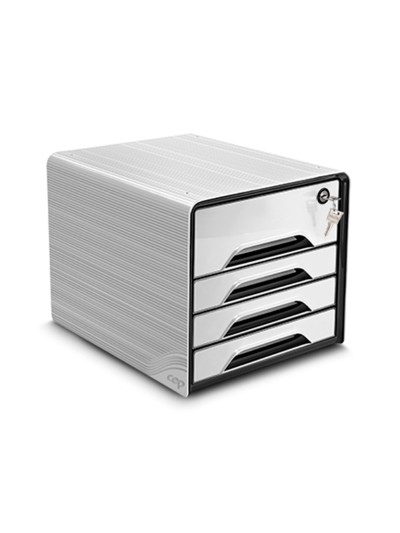 Fichero cajones de sobremesa cep smoove secure con cerradura 4 cajones color blanco/negro 288x360x270 mm