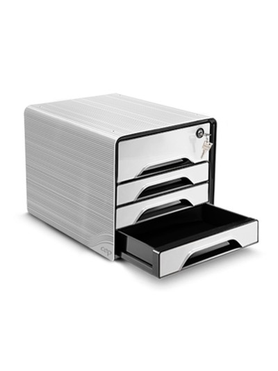 Fichero cajones de sobremesa cep smoove secure con cerradura 4 cajones color blanco/negro 288x360x270 mm