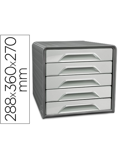 Fichero cajones de sobremesa cep smoove 5 cajones color gris 288x360x270 mm
