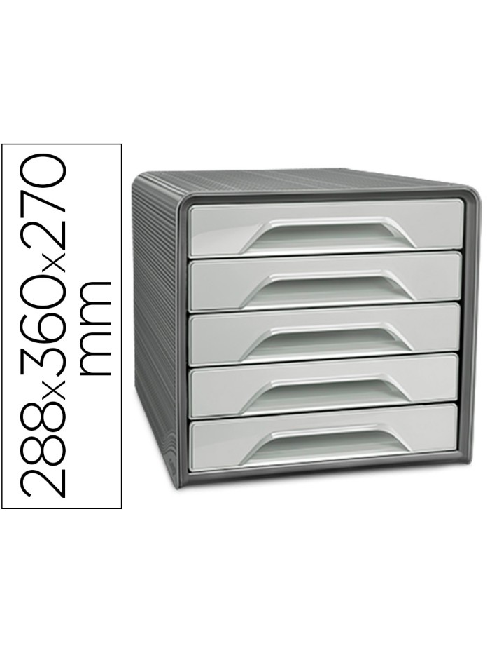 Fichero cajones de sobremesa cep smoove 5 cajones color gris 288x360x270 mm Fichero cajones de sobremesa cep smoove 5 cajones color gris 288x360x270 mm
