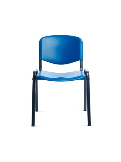 Silla rocada confidente estructura metalica respaldo y asiento en polimero color azul