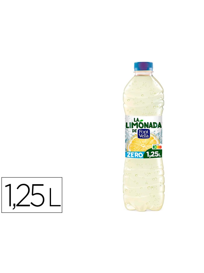 Agua mineral natural font vella limonada zero con zumo de limon botella 1,25 l Agua mineral natural font vella limonada zero con zumo de limon botella 1,25 l