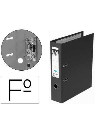 Archivador de palanca elba chic carton forrado pvc con rado folio lomo de 80 mm negro