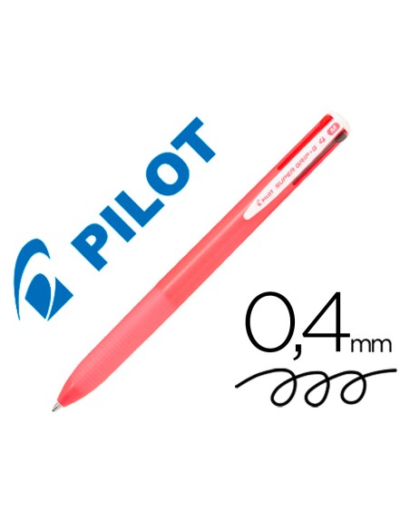 Boligrafo pilot super grip g 4 colores retractil sujecion de caucho tinta base de aceite cuerpo color rosa