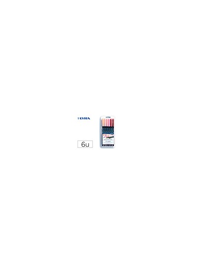 Rotulador lyra aqua brush acuarelable doble punta y pincel tonos piel blister de 6 unidades surtidas