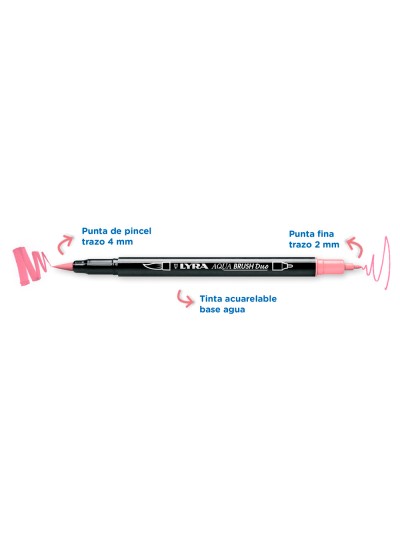 Rotulador lyra aqua brush acuarelable doble punta y pincel tonos pastel blister de 6 unidades surtidas