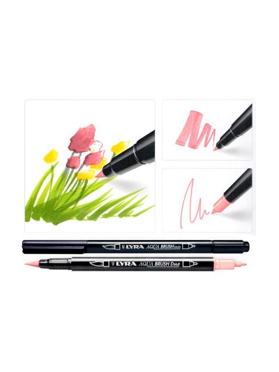 Rotulador lyra aqua brush acuarelable doble punta y pincel tonos pastel blister de 6 unidades surtidas