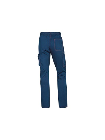 Pantalon de trabajo deltaplus cintura elastica 5 bolsillos color azul marino / naranja talla xl