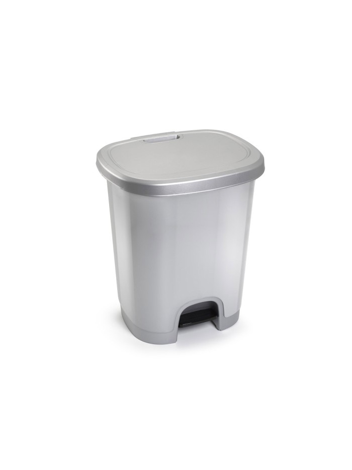 Papelera contenedor plasticforte plastico con tapadera y pedal 27 litros color plata 380x320x450 mm Papelera contenedor plasticforte plastico con tapadera y pedal 27 litros color plata 380x320x450 mm