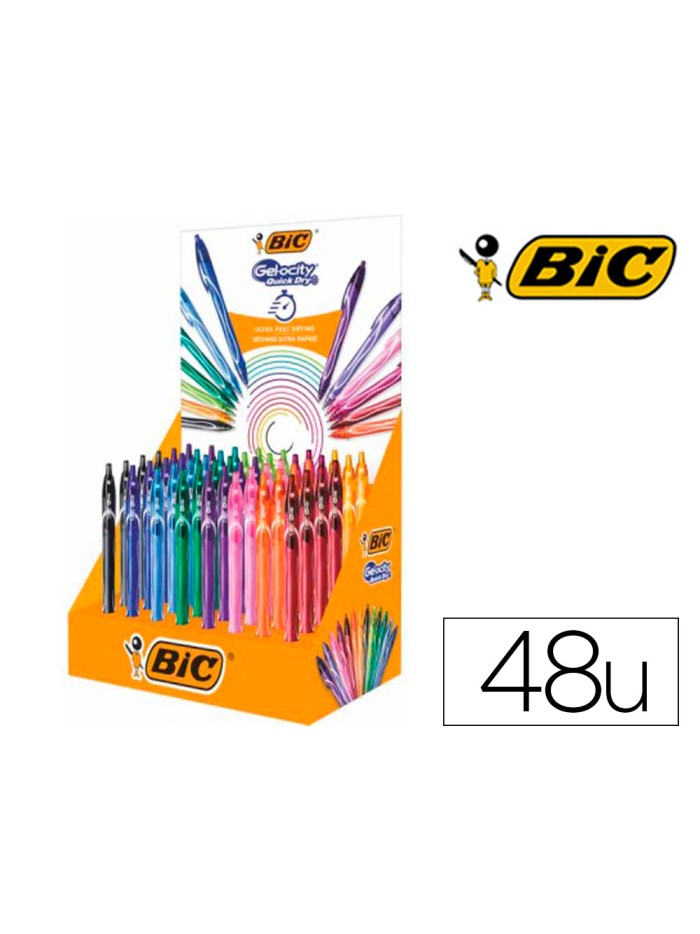 Boligrafo bic gelocity quick dry expositor de 48 unidades colores surtidos Boligrafo bic gelocity quick dry expositor de 48 unidades colores surtidos