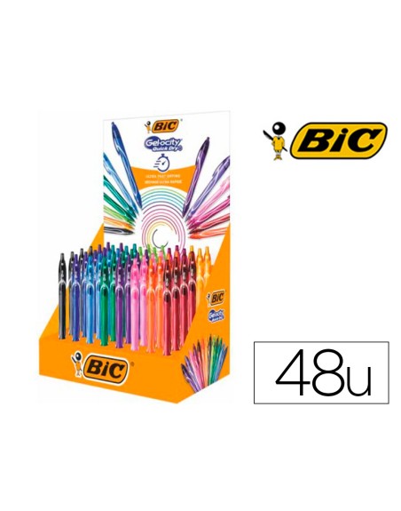 Boligrafo bic gelocity quick dry expositor de 48 unidades colores surtidos