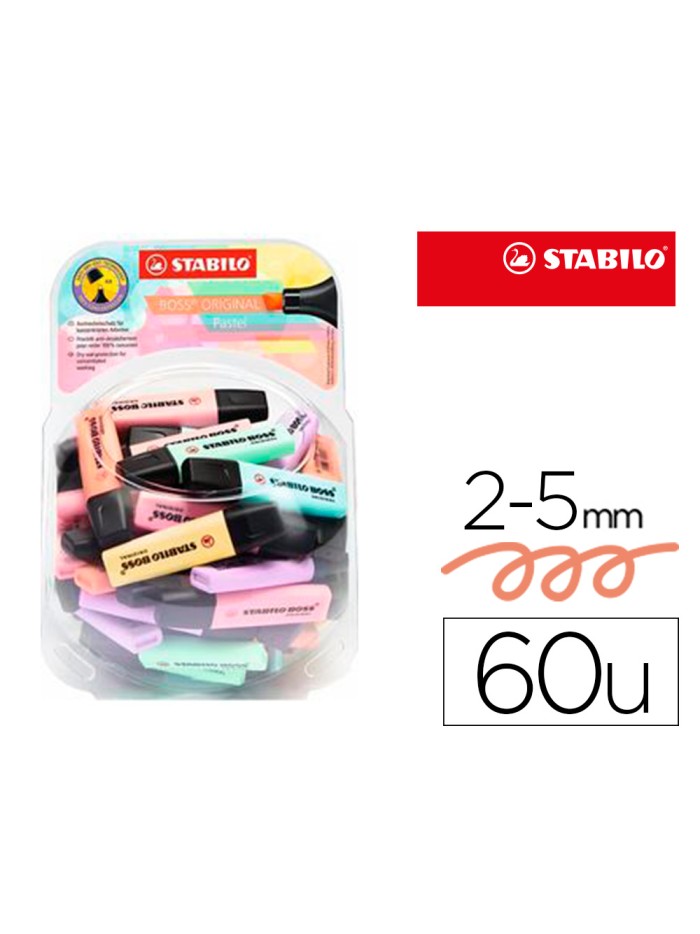 Rotulador stabilo boss fluorescente 70 pastel expositor bombonera de 60 unidades colores surtidos Rotulador stabilo boss fluorescente 70 pastel expositor bombonera de 60 unidades colores surtidos