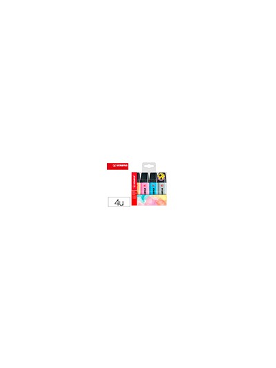 Rotulador stabilo boss fluorescente 70 pastel estuche de 4 unidades colores surtidos
