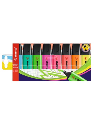 Rotulador stabilo boss fluorescente 70 estuche de 8 unidades colores surtidos