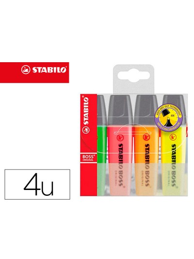 Rotulador stabilo boss fluorescente 70 estuche de 4 unidades colores surtidos