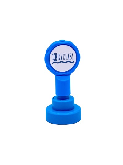 Sello artline emoticono gracias color azul 22 mm diametro