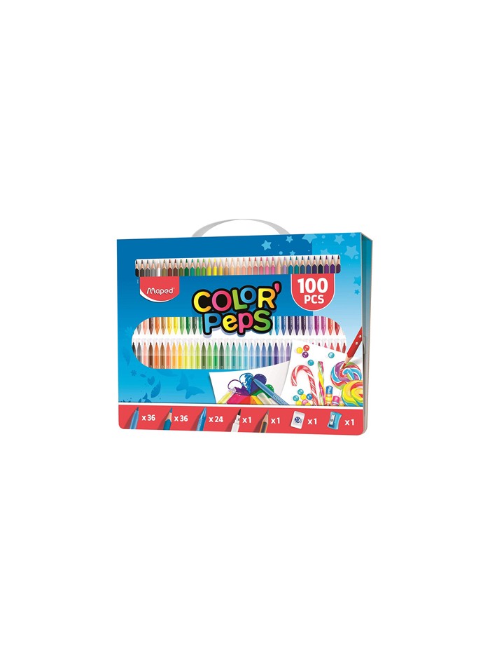 Estuche pintura maped color peps kit 100 piezas surtidas Estuche pintura maped color peps kit 100 piezas surtidas