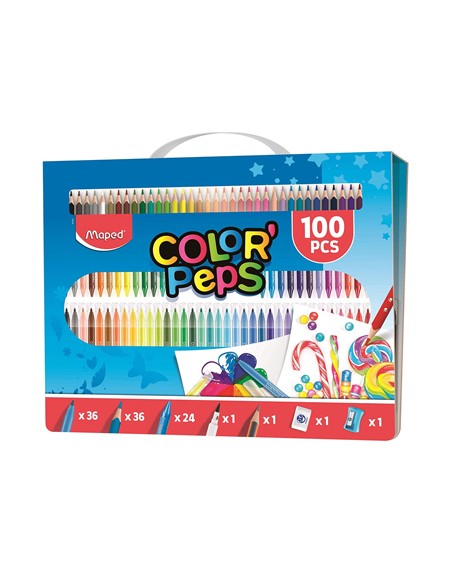 Estuche pintura maped color peps kit 100 piezas surtidas