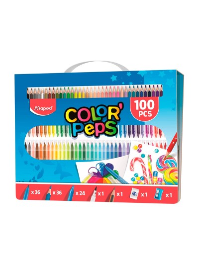 Estuche pintura maped color peps kit 100 piezas surtidas