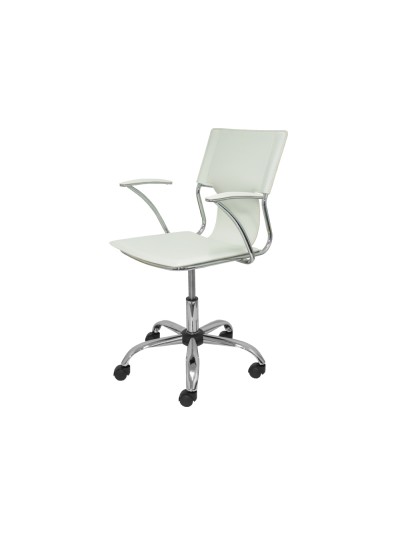 Silla giratoria pyc respaldo medio regulable en altura similpiel blanca 860+90x480x440 mm