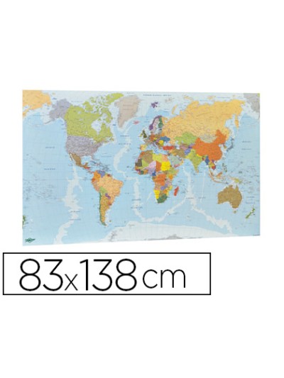 Mapa mural faibo planisferio plastificado enrollado 83x138 cm