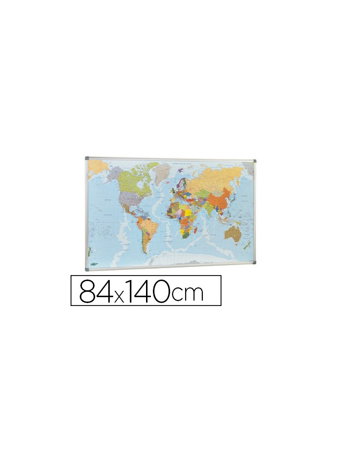 Mapa mural faibo planisfero politico magnetico marco de aluminio con cantoneras de proteccion 84x140 cm Mapa mural faibo planisfero politico magnetico marco de aluminio con cantoneras de proteccion 84x140 cm