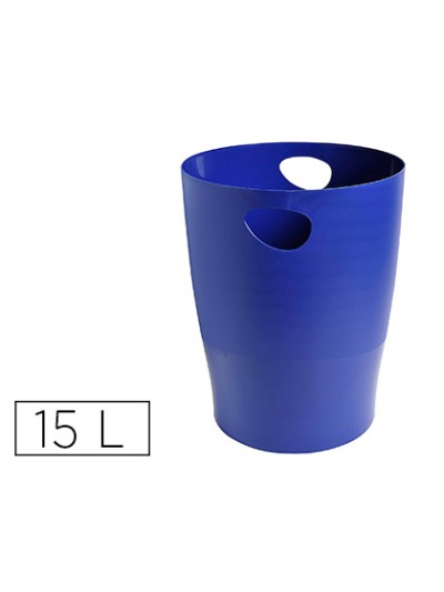 Papelera plastico exacompta ecoblack azul 15 litros