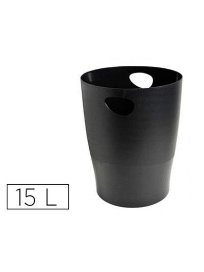 Papelera plastico exacompta ecoblack negro 15 litros