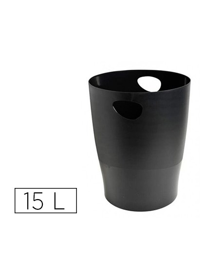 Papelera plastico exacompta ecoblack negro 15 litros