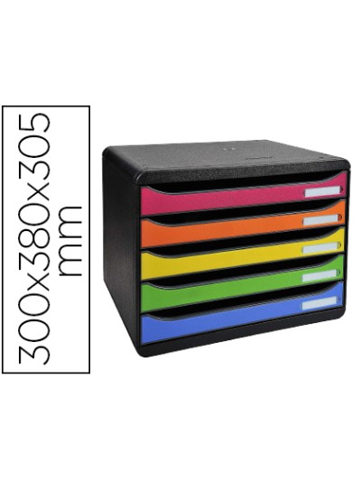 Fichero cajones sobremesa exacompta big-box plus iderama arlequin 5 cajones apaisado multicolores