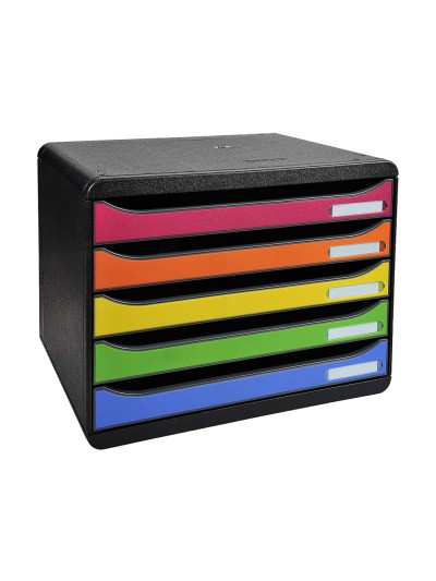 Fichero cajones sobremesa exacompta big-box plus iderama arlequin 5 cajones apaisado multicolores