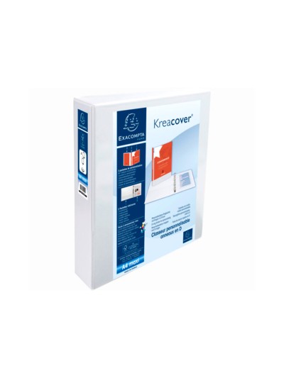 Carpeta exacompta canguro 4 anillas 50 mm din a4+ carton forrado polipropileno personalizable 3 bolsillos