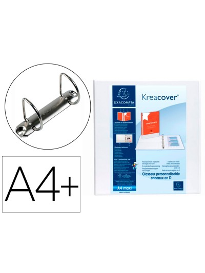 Carpeta exacompta canguro 2 anillas 60 mm din a4+ carton forrado polipropileno personalizable 3 bolsillos