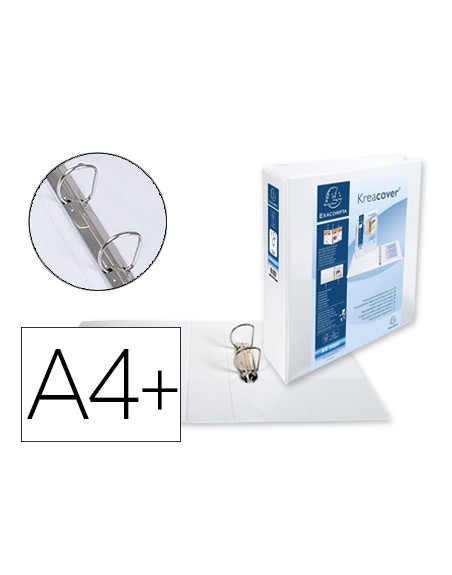 Carpeta exacompta canguro 2 anillas 50 mm din a4+ carton forrado polipropileno personalizable 3 bolsillos