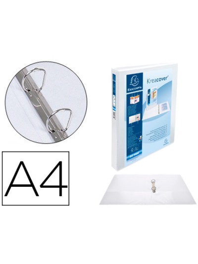 Carpeta exacompta canguro 2 anillas 30 mm din a4+ carton forrado polipropileno personalizable 3 bolsillos