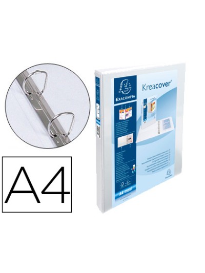 Carpeta exacompta canguro 2 anillas 16 mm din a4+ carton forrado polipropileno personalizable 3 bolsillos