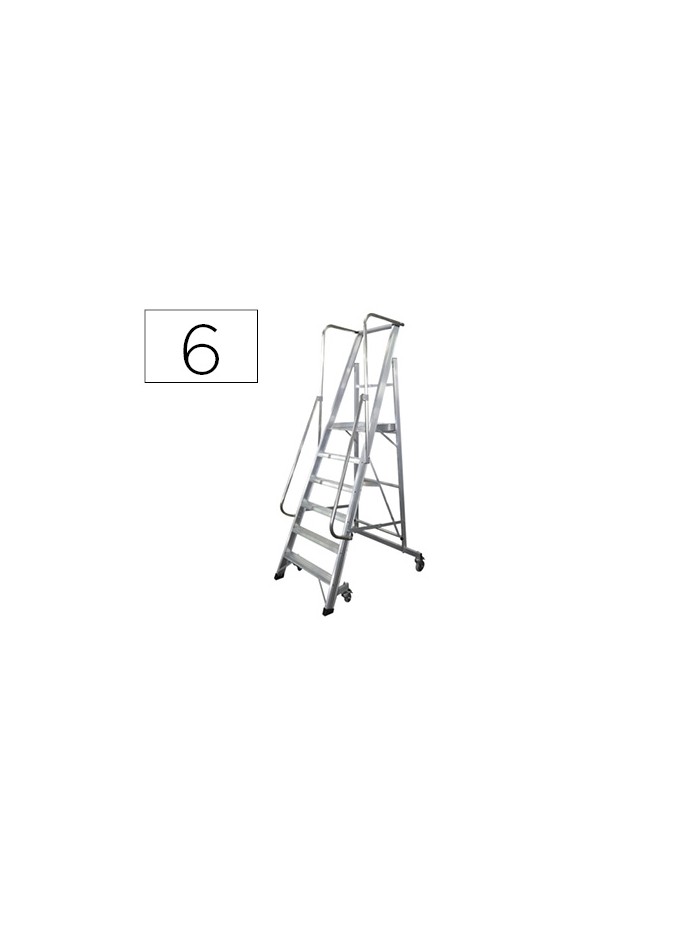 Escalera movil ktl de aluminio con plataforma y guardacuerpos plegable 6 peldaños serie 2xl-s Escalera movil ktl de aluminio con plataforma y guardacuerpos plegable 6 peldaños serie 2xl-s