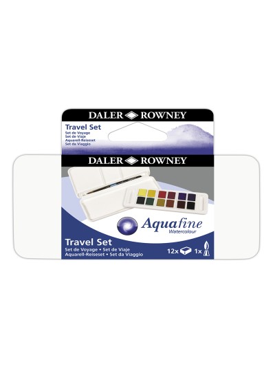 Acuarela daler rowney aquafine travel set con pincel caja de 12 colores surtidos